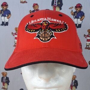 Y2k Atlanta Hawks Reebok stitched Hawk logo red & black flex fit basketball hat